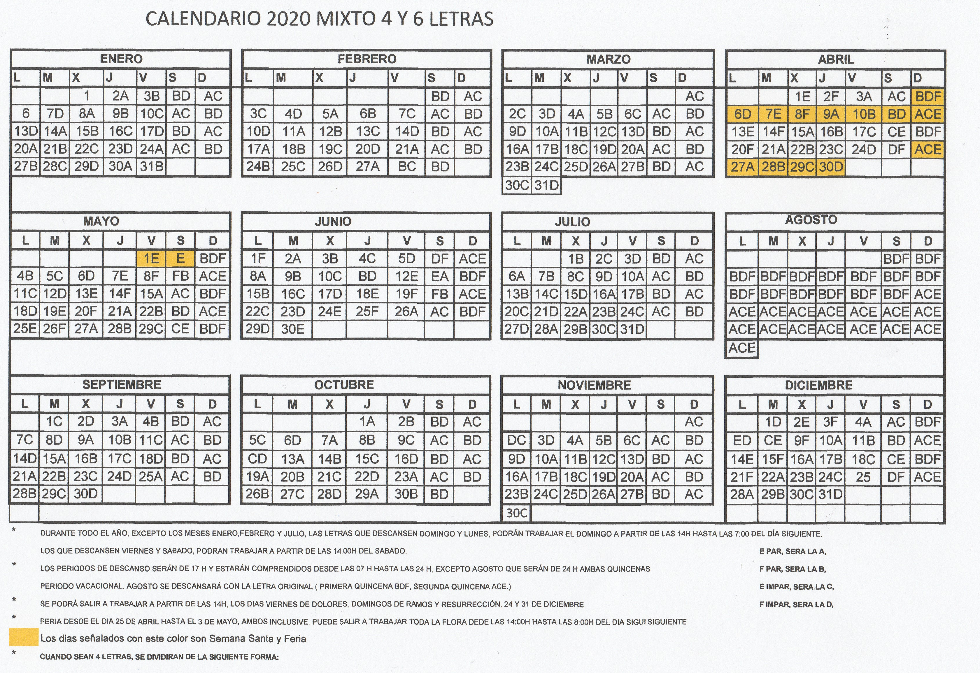 CALENDARIO 2020