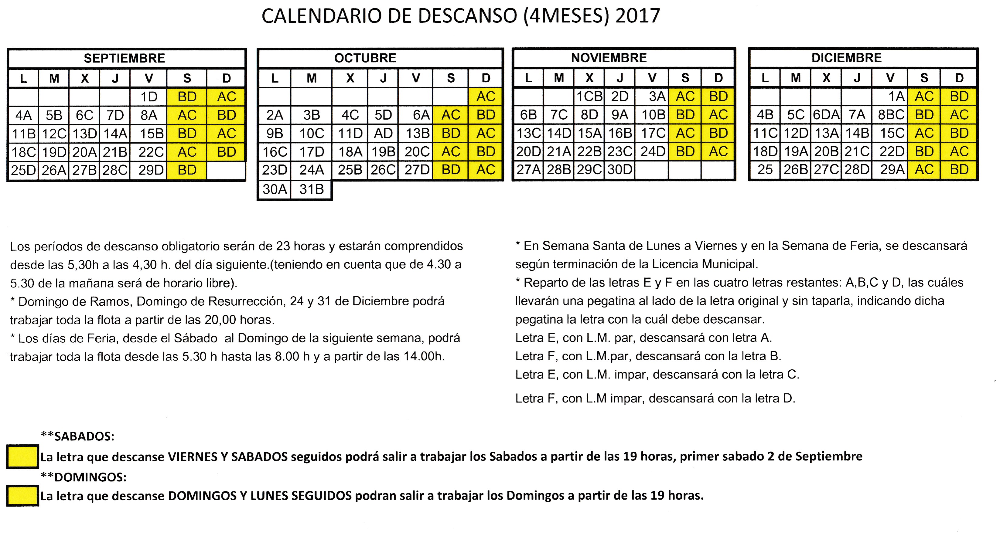CALENDARIO 4 MESES 2017