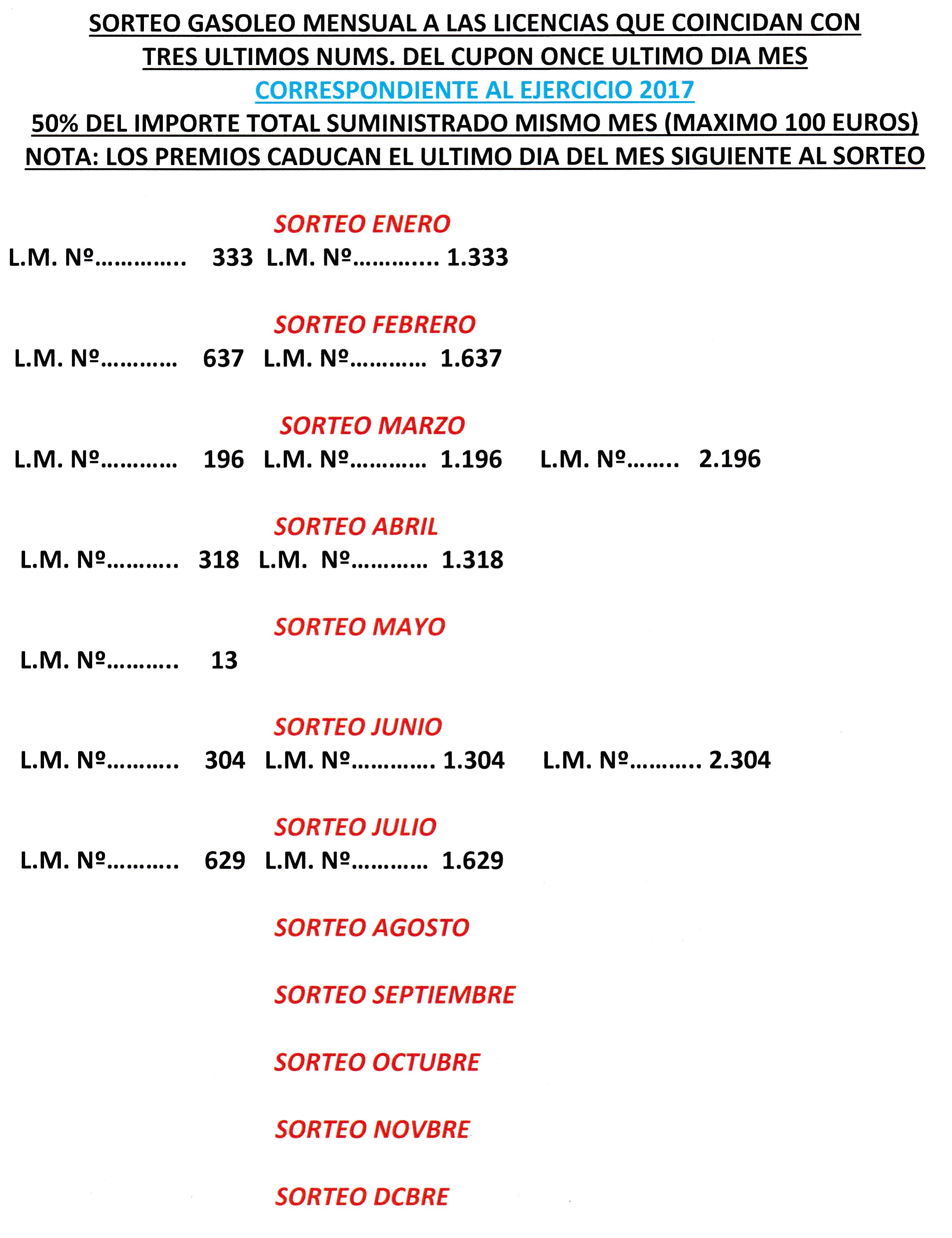 SORTEO MENSUAL COMBUSTIBLE